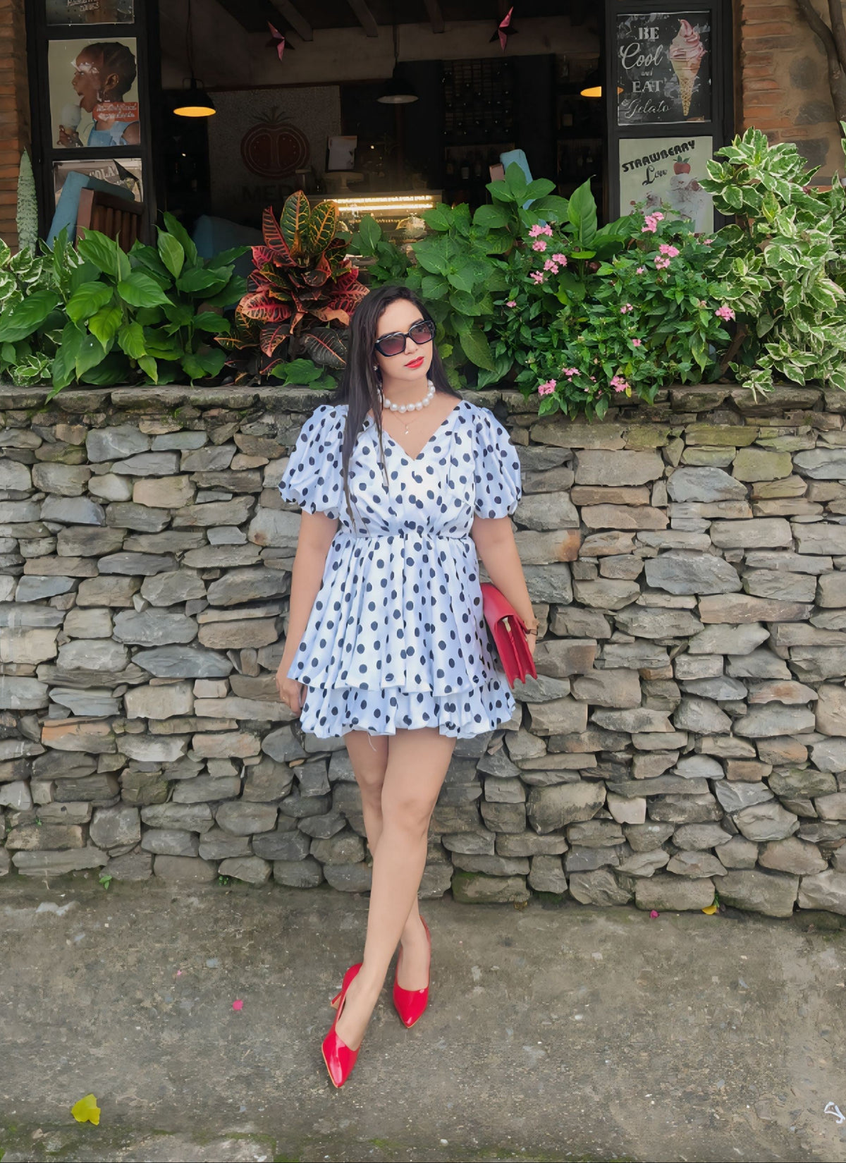Black & White Polka dot Ruffle mini dress