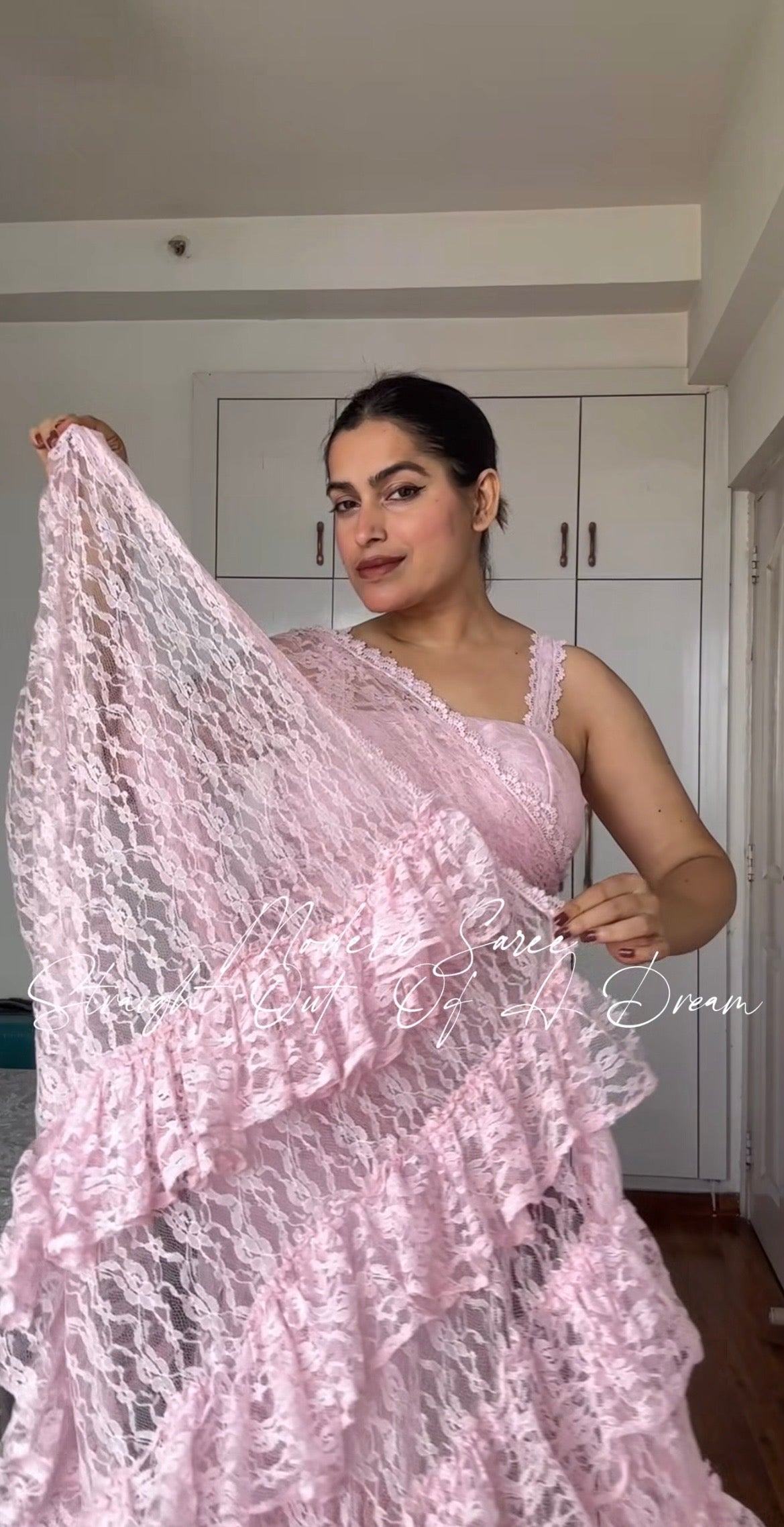 Blush Blossom Ruffle indo western saree