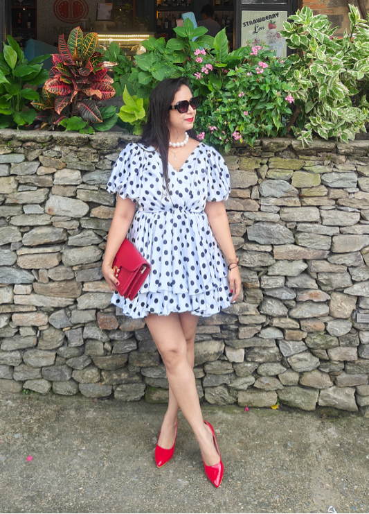 Black & White Polka dot Ruffle mini dress