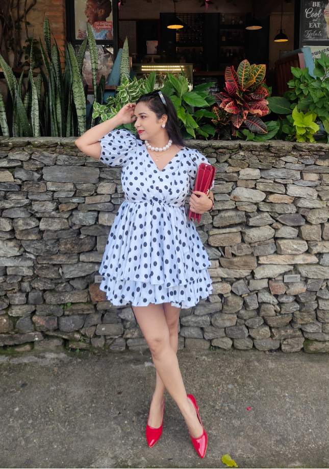 Black & White Polka dot Ruffle mini dress