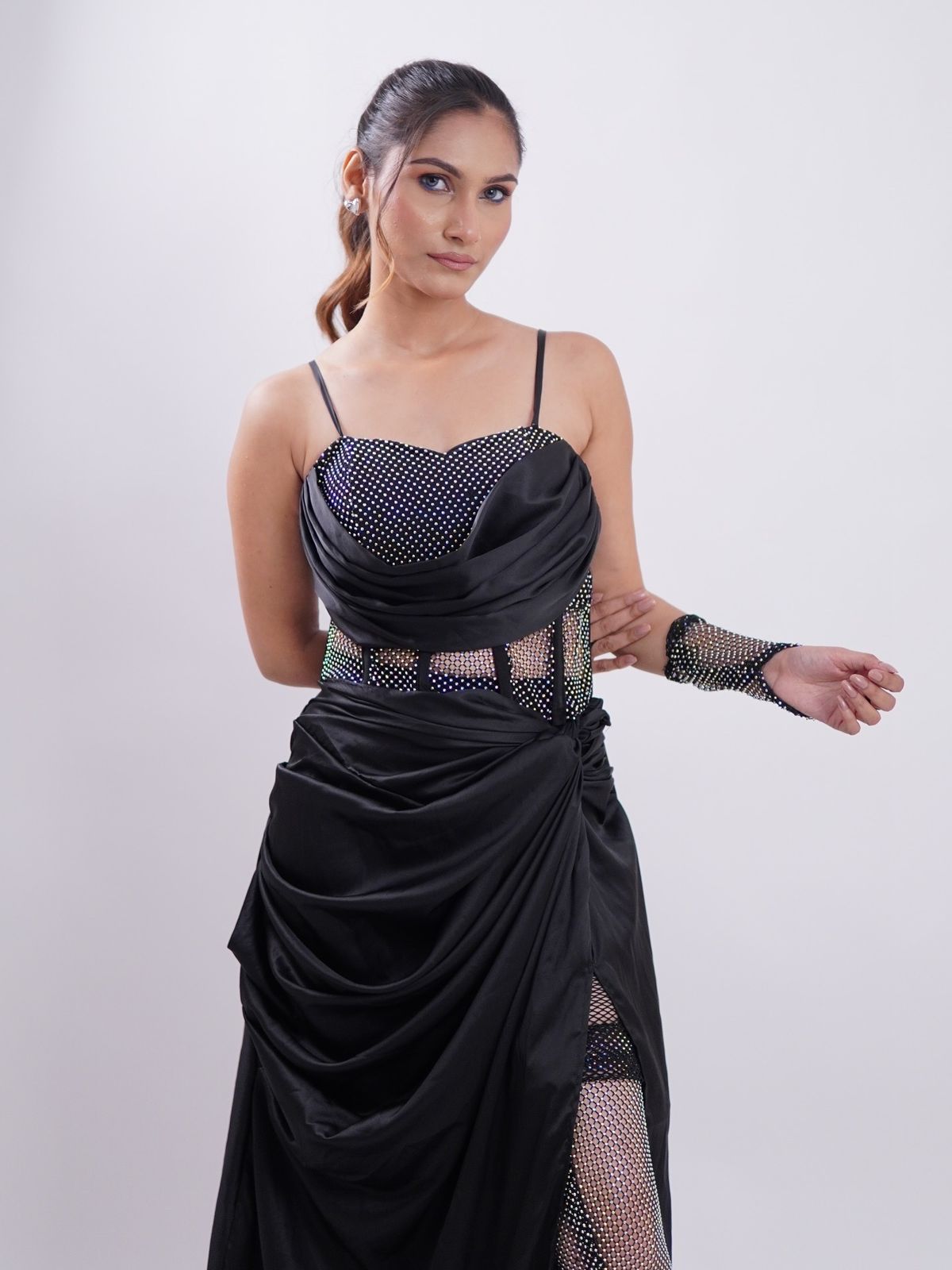 Black diamond party dress with gloves and socks – Nehora